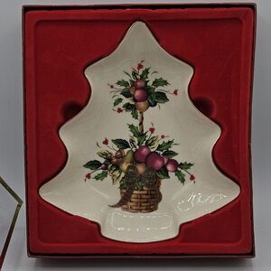 Nwt Lenox Holiday Tartan Tree Candy Dish
